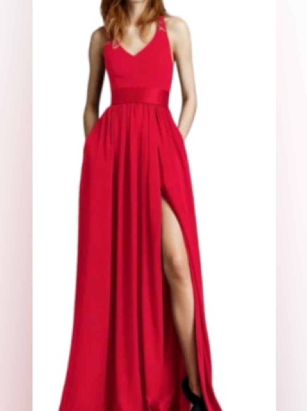 NWT VERA WANG Red Halter Maxi Dress- Size 2